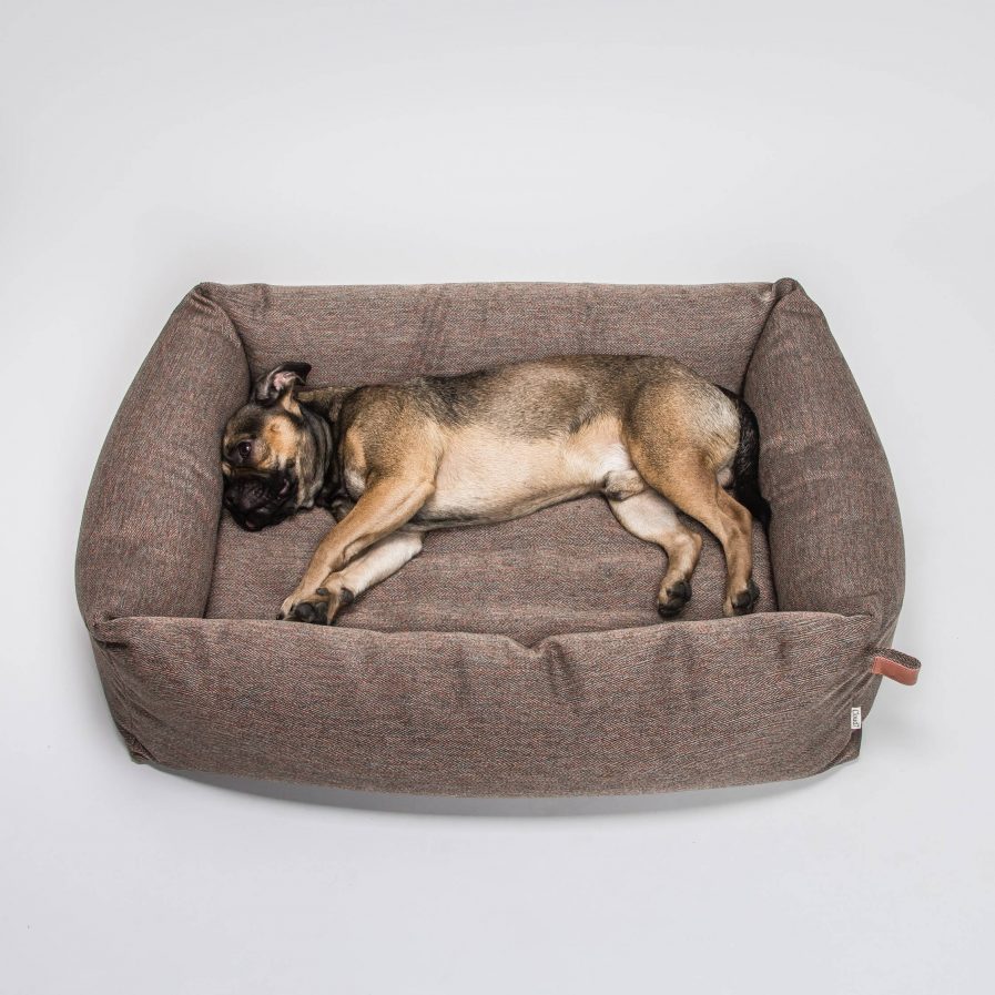 Sleepy-Hundeseng-Cloud7-Herringbone Brown-Vist med hund
