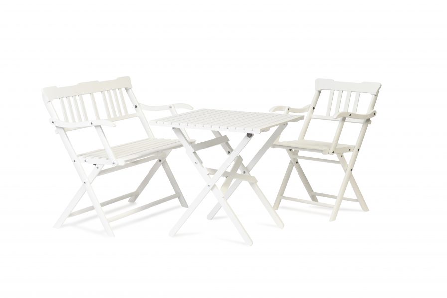 Humlebæk+stol+og+bænk+og+Vallø+bord+i+hvid-Skovshoved Møbelfabrik