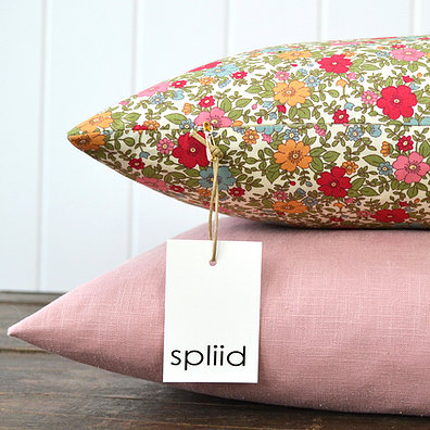 Spliid Pude-Washed Linen-50x50-Dusty Rose og English Garden