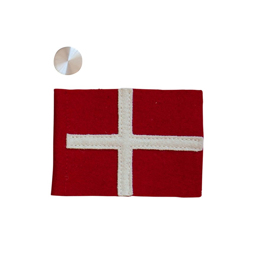 Dansk flag og topstykke i rustfrit stål til highlight